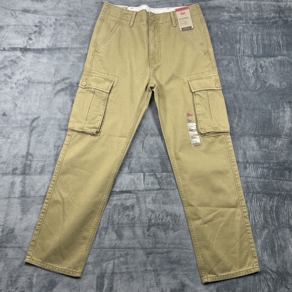 NWT Levi's Ace Cargos Pants Mens 29x30 Tan Brown Tapered Cotton Twill Levis NEW